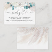 Pampas Grass White Floral Wedding Website Card Visitenkarte (Vorne/Hinten)
