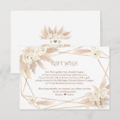 Pampas Grass White Flowers Wedding Gift Wish  Begleitkarte (Vorne/Hinten)