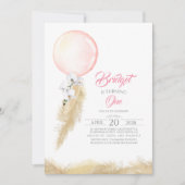 Pampas Grass White Orchids Balloon Exotic Birthday Einladung (Vorderseite)