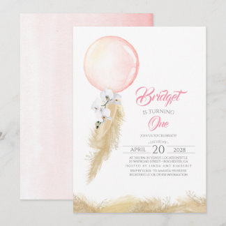 Pampas Grass White Orchids Balloon Exotic Birthday Einladung