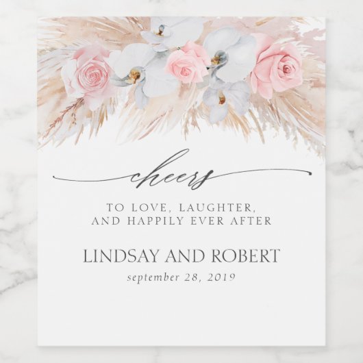 Pampas Grass White Orchids Tropical Exotic Folies Weinetikett (Einzelnes Label)