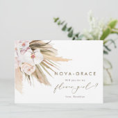 Pampas Grass wirst du mein Blumenmädchen sein Einladung (Stehend Vorderseite)