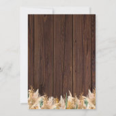 Pampas Grass Wood Twinkle Lights Boho Wedding Einladung (Rückseite)