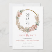 Pampas Grass Wreath Blush Rosen Orchid Eukalyptus Save The Date (Vorderseite)