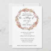 Pampas Grass Wreath Boho Tropical Earthy Floral Einladung (Vorderseite)