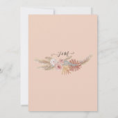 Pampas Grass Wreath Boho Tropical Earthy Floral Einladung (Rückseite)