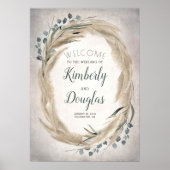 Pampas Grass Wreath Boho Wedding Begrüßungszeichen Poster (Vorne)
