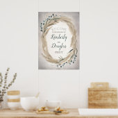 Pampas Grass Wreath Boho Wedding Begrüßungszeichen Poster (Küche)