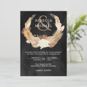 Pampas Grass Wreath Driving Palm Black Wedding Einladung (Stehend Vorderseite)