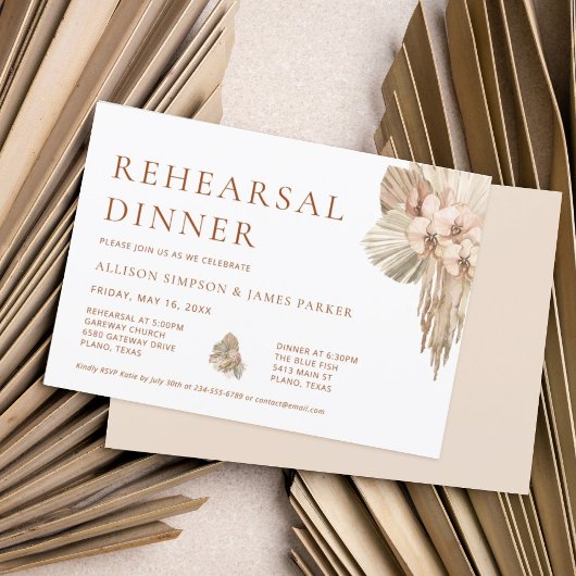 Pampas Grass Wüste Hochzeit Probe Dinner Einladung