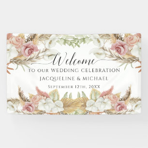 Pampas Greenery Blush Pink Floral Beach Hochzeit Banner
