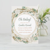 Pampas Greenery Neutral Tone Boho Gender Reveal Einladung (Stehend Vorderseite)