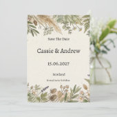 Pampas-Grün-Hochzeit Save The Date (Stehend Vorderseite)
