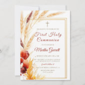 Pampas Herbstbeige Girls First Heilige Kommune Einladung (Vorderseite)