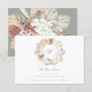 Pampas Kranz Moos Salbei Grün Monogramm Elegant Begleitkarte