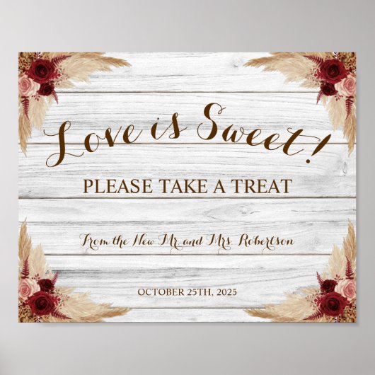 Pampas Liebe ist Sweet Brautparty Wedding Poster (Vorne)