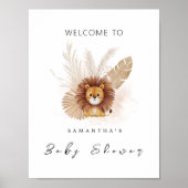 Pampas Lion Babydusche Einladung Begrüßungszeichen Poster (Vorne)