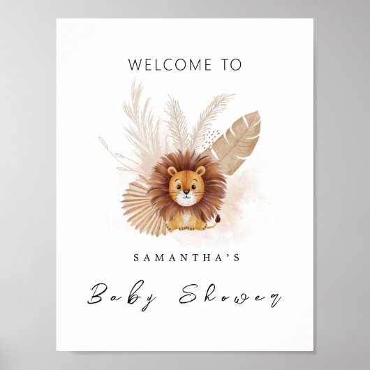 Pampas Lion Babydusche Einladung Begrüßungszeichen Poster (Vorne)