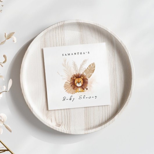 Pampas Lion Babydusche Einladung Begrüßungszeichen Serviette