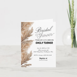 Pampas-minimalistisches Brautparty Einladung