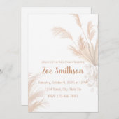 Pampas Neutral Tone Boho Einladung (Vorne/Hinten)