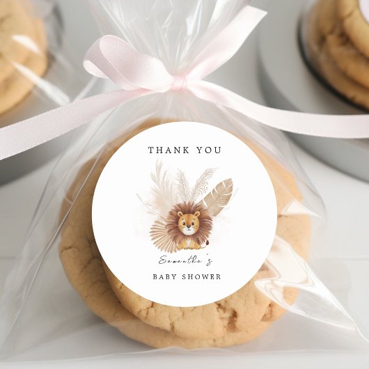 Pampas niedlich Lion Babyduschaufkleber Runder Aufkleber