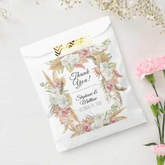 Pampas Palm Foliage Weiße Blüte Rustikale Boho Geschenktütchen (Versiegelt)