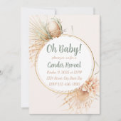 Pampas Palm Leaf Neutral Tone Boho Gender Reveal Einladung (Vorderseite)