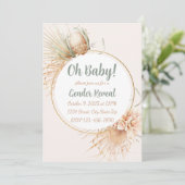 Pampas Palm Leaf Neutral Tone Boho Gender Reveal Einladung (Stehend Vorderseite)