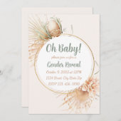 Pampas Palm Leaf Neutral Tone Boho Gender Reveal Einladung (Vorne/Hinten)