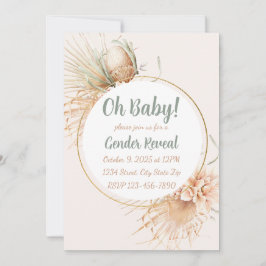 Pampas Palm Leaf Neutral Tone Boho Gender Reveal Einladung