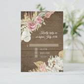Pampas Palm Rose Wreath Rustic Foliage UAWG RSVP Karte (Stehend Vorderseite)