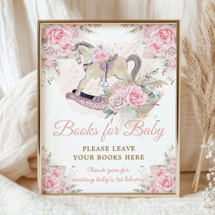 Pampas Pink Florales Schaukelpferd Bücher für Baby Fotodruck
