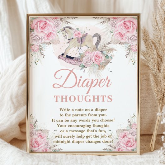 Pampas Pink Rocking Horse Windeln Gedanken Poster