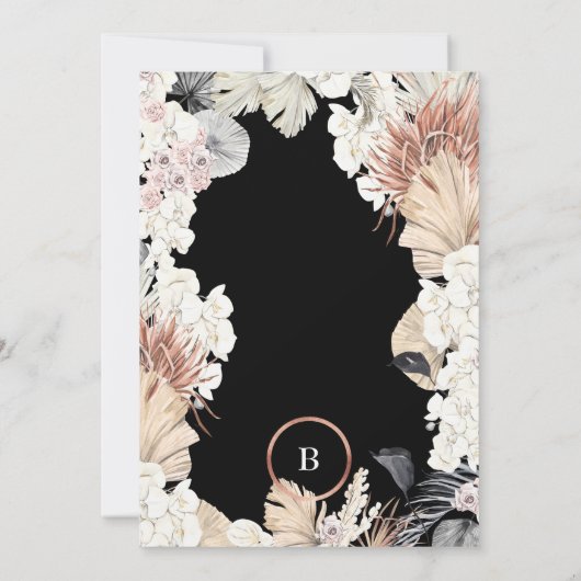 Pampas Premium | Monogramm Goldfolie | Black Onyx Einladung (Rückseite)