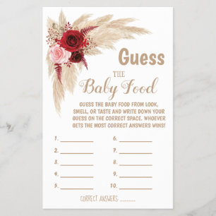 Pampas raten Sie der Baby Food Baby Duschkarte Flyer