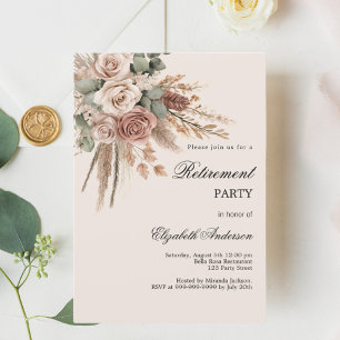 Pampas-Rente-Party für beige Taupe-Rose Einladung
