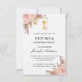 Pampas Rose erröten erste heilige Kommunion Luxus Einladung (Vorderseite)