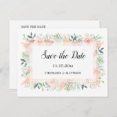 Pampas Rose Grüne Hochzeit speichern das Datum Ankündigungspostkarte (Vorne/Hinten)