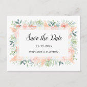 Pampas Rose Grüne Hochzeit speichern das Datum Ankündigungspostkarte (Vorderseite)