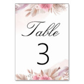Pampas-Rose und Champagner Boho-Chic-Hochzeit Tischnummer (Rückseite)