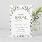 Pampas Rustic Boho Bridal Dusche Einladung (Stehend Vorderseite)