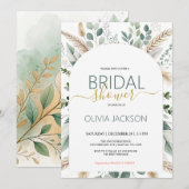 Pampas Rustic Boho Bridal Dusche Einladung (Vorne/Hinten)