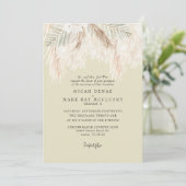 Pampas Soft Yellow Simple Wedding Einladung (Stehend Vorderseite)