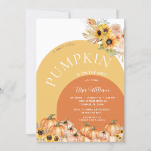Pampas Sonnenblumen Pumpkin ist auf dem Weg Babydu Einladung