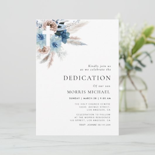 Pampas staubblauer Hingabe Einladung (Stehend Vorderseite)