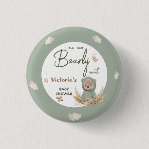 Pampas Teddy Bear Green Baby Dusche Gefallen Button