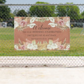 Pampas Terra Cotta Blush Pink Floral Beach Hochzei Banner (Insitu)
