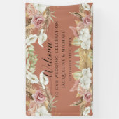 Pampas Terra Cotta Blush Pink Floral Beach Hochzei Banner (Vertikal)