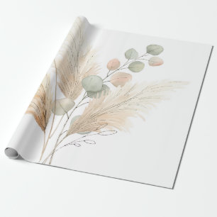 Pampas- und Eukalyptus-Boho-Minimalist-Botanik Geschenkpapier